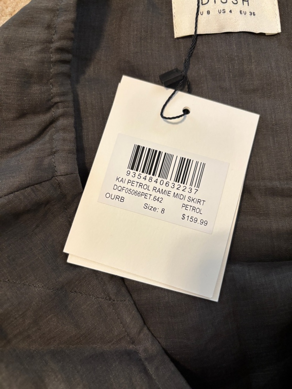 DISSH Kai Petrol Ramie Midi Skirt Size 4 - Picture 8 of 16